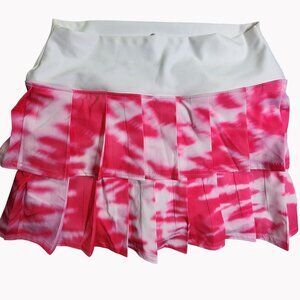 Faye Florie Womens M Pink White Tie Dye Pleated Tennis Skort Court Activewear